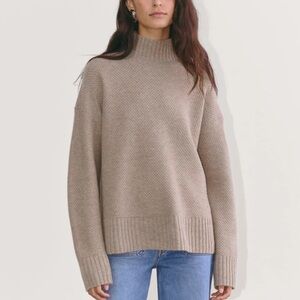 Everlane Cashmere/Wool Honeycomb Tan Turtleneck Sweater
